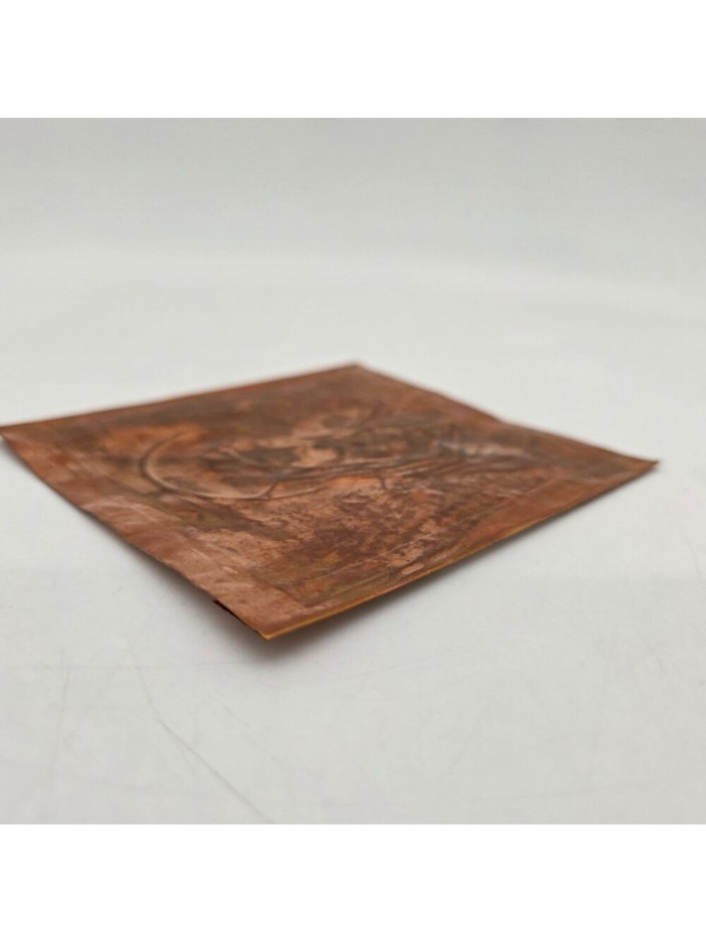 Copper Embossed Religious Artwork Signed KAH 86 Virgin Mary Design 4"x4.5" Panel - Picture 9 of 9